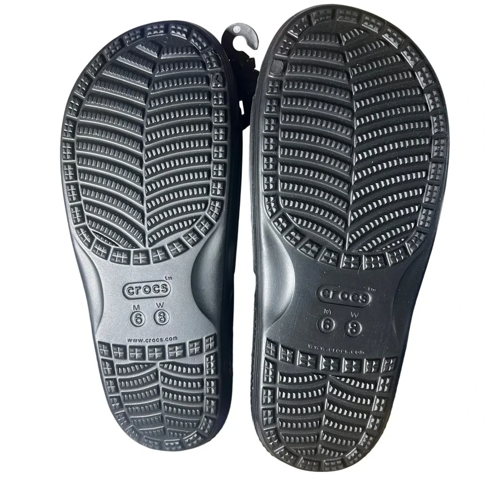 NWT Crocs Classic Slide Black Sandals Mens 6 Womens 8 206121-001 Summer Beach